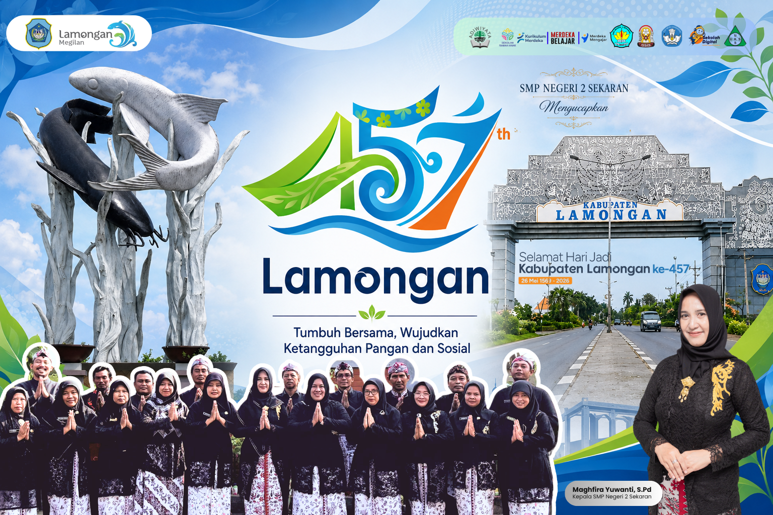 SMP Negeri 2 Sekaran Gelar Upacara Hari Jadi Lamongan ke-457 dengan Tertib dan Penuh Kegembiraan